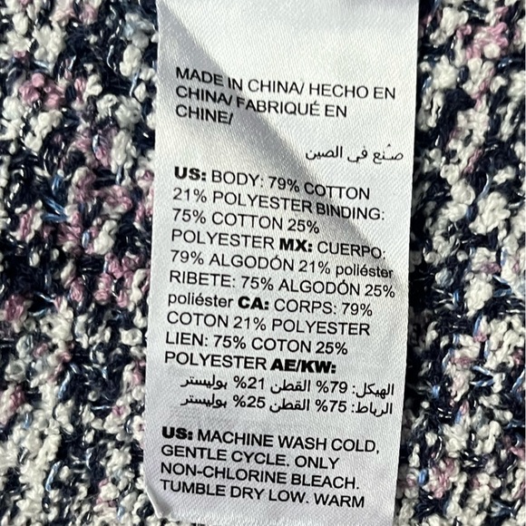 Chico’s Soft Tweed Blazer Pink Blue Frayed Hem Career Work Casual Size 0 (S) - Picture 6 of 9